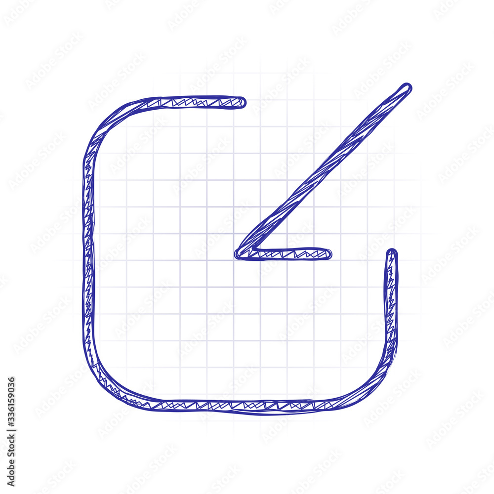 Poster share, login or download. diagonal arrow into square. hand drawn sketched picture with scribble fill