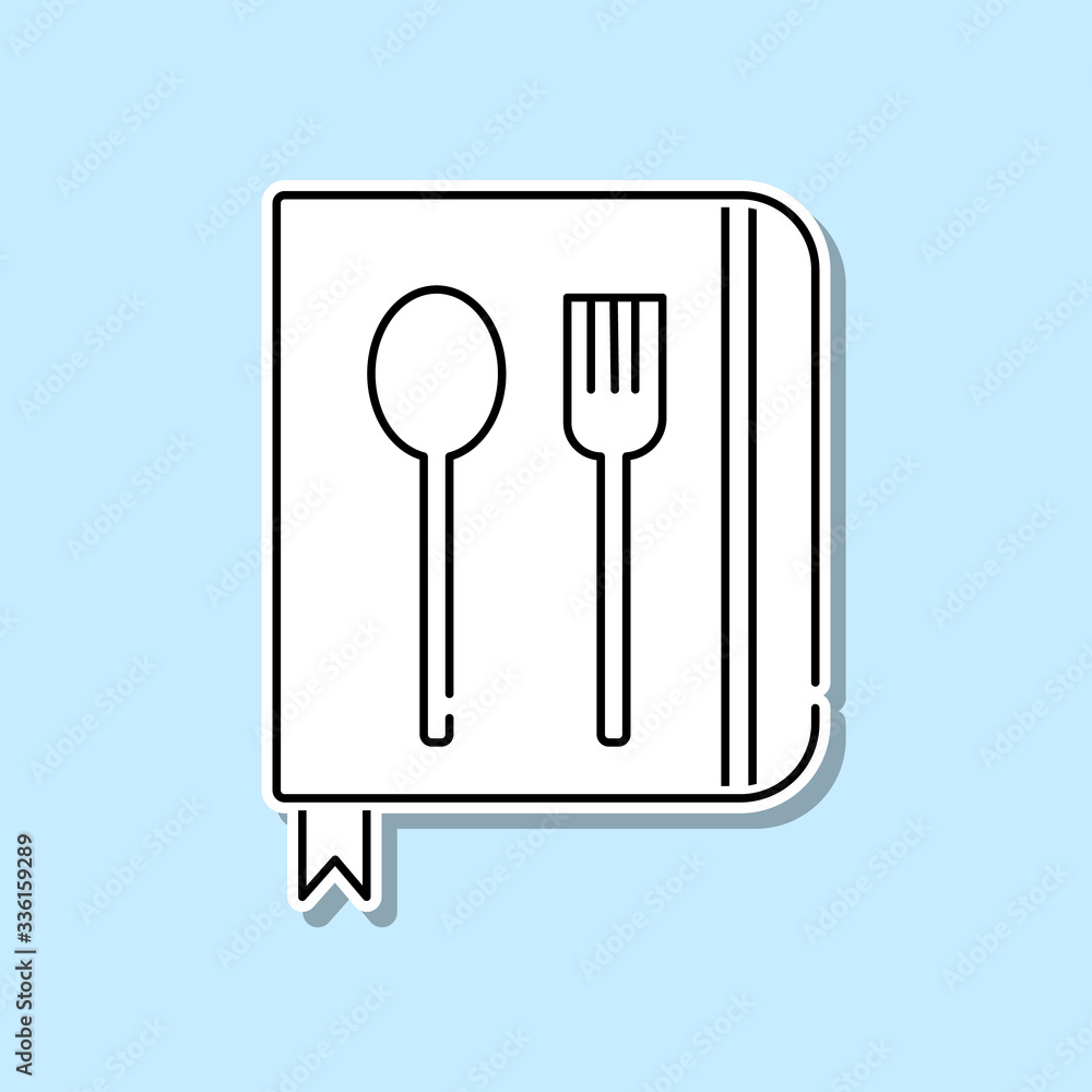 Poster spoon with a fork sticker icon. simple thin line, outline vector of kitchen icons for ui and ux, web
