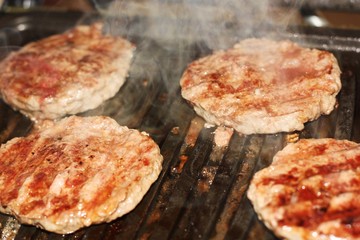 Delicious beef steaks on the grill