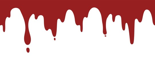 Paint dripping background. Isolated current red ink or blood vector seamless pattern. Paint liquid splash, blob leak, fluid trickle blood illustration