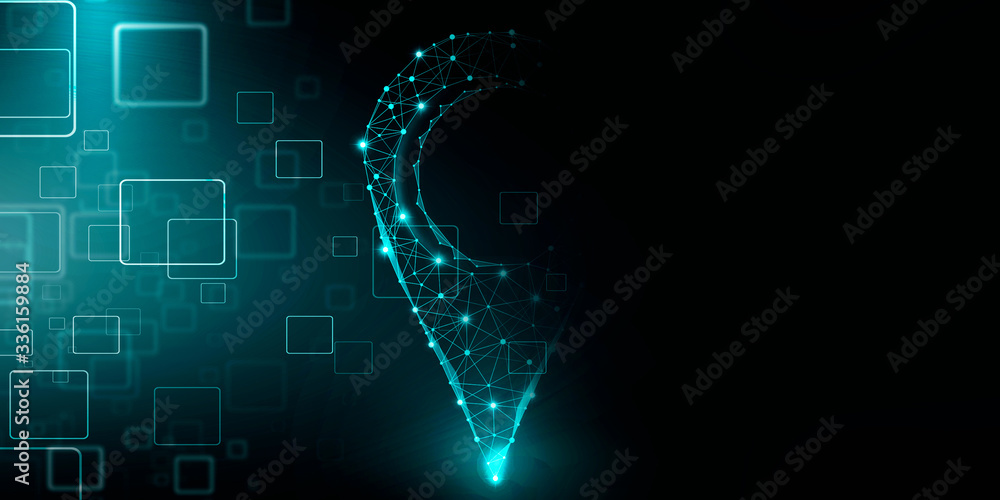 Poster 2d rendering red map pointer with world map