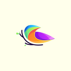 awesome bird colorful logo vector