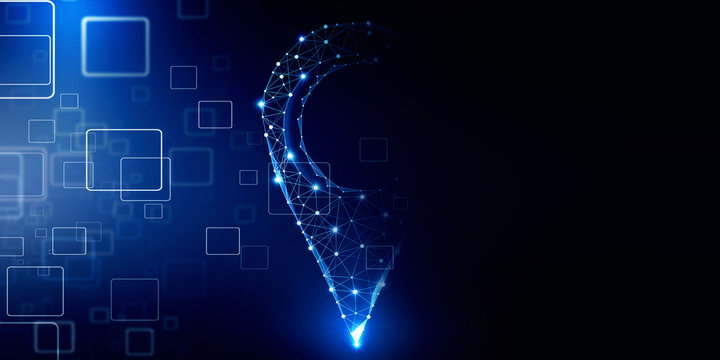 2d rendering Red map pointer with world map