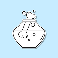 Hallowen bone in a jar sticker icon. Simple thin line, outline vector of halloween icons for ui and ux, website or mobile application