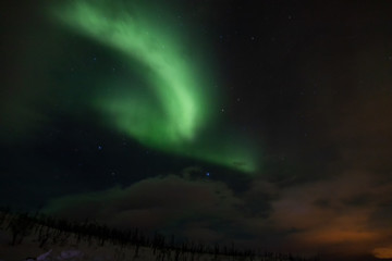 Fototapeta na wymiar Aurora boreale in Norvedia oltre il circolo polare artico