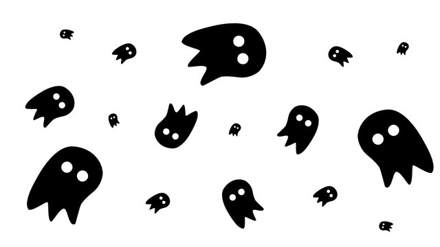 black and white background with ghosts
