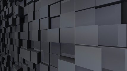 Geometric Box Block Wall Bump 3D illustration abstract background
