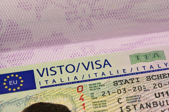 Close up Schengen visa for Italy