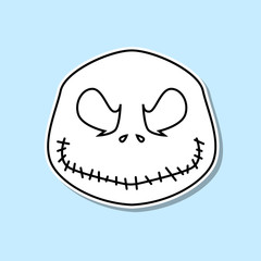 Carved halloween pumpkin or jack o' lantern sticker icon. Simple thin line, outline vector of halloween icons for ui and ux, website or mobile application