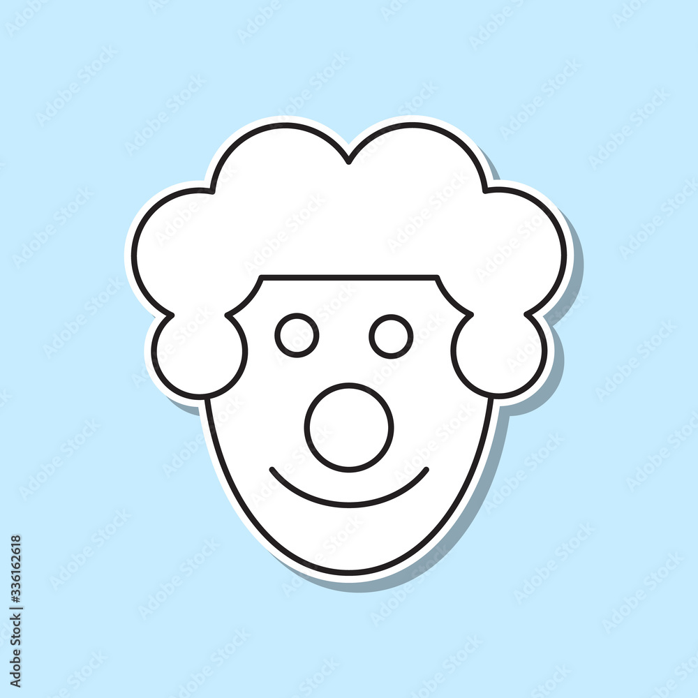 Poster cute smiling clown sticker icon. simple thin line, outline vector of party icons for ui and ux, webs