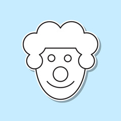 Cute smiling clown sticker icon. Simple thin line, outline vector of party icons for ui and ux, website or mobile application