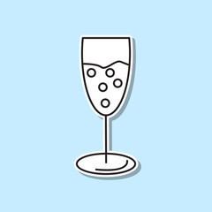 Champagne glass sticker icon. Simple thin line, outline vector of party icons for ui and ux, website or mobile application