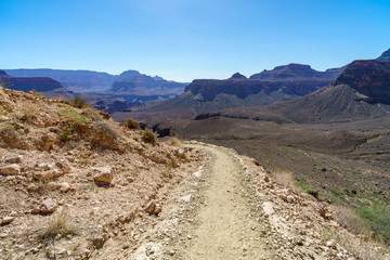 hiking the south kaibab trail in grand canyon national park, arizona, usa
