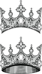 Vector Black and White Crown Illustration