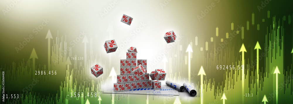 Aufkleber 3d rendering percentage icon with cube