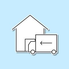 Home delivery sticker icon. Simple thin line, outline vector of real estate icons for ui and ux, website or mobile application