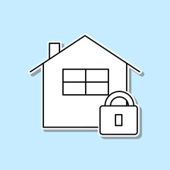 Vector home lock sticker icon. Simple thin line, outline vector of real estate icons for ui and ux, website or mobile application