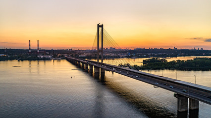 Fototapeta na wymiar The Southern Bridge across the Dnieper in Kiev, the capital of Ukraine