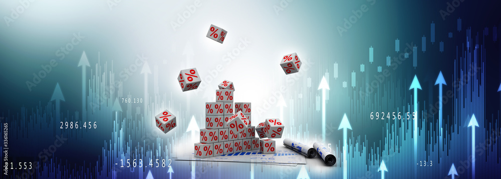 Aufkleber 3d rendering percentage icon with cube