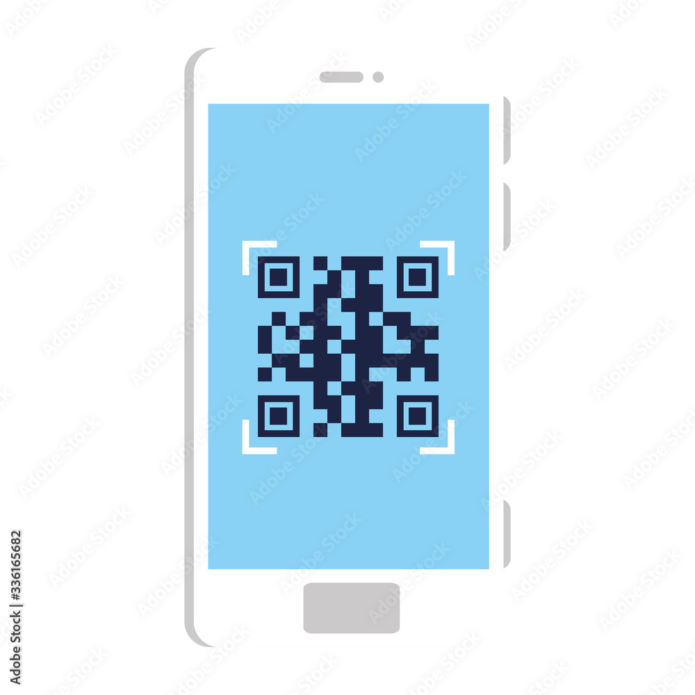 Poster qr code inside smartphone design of technology scan information business price communication barcode