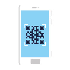 qr code inside smartphone design of technology scan information business price communication barcode digital and data theme Vector illustration