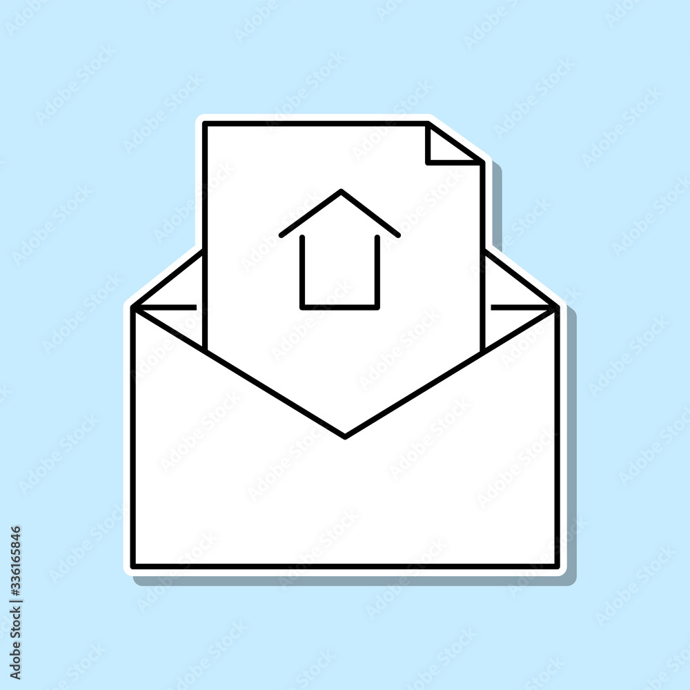 Poster open envelope for lette sticker icon. simple thin line, outline vector of real estate icons for ui a