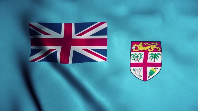 Fiji flag waving in the wind. National flag of Fiji. Sign of Fiji seamless loop animation. 4K