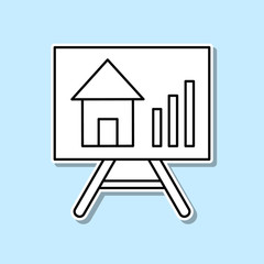 Growth of real estate prices vector sticker icon. Simple thin line, outline vector of real estate icons for ui and ux, website or mobile application