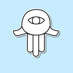 Jewish menorah with candles sticker icon. Simple thin line, outline vector of religion icons for ui and ux, website or mobile application