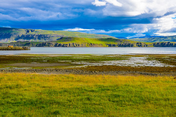Beautiful rugged Iceland Fjord seascape