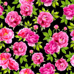 Seamless peonies vector background