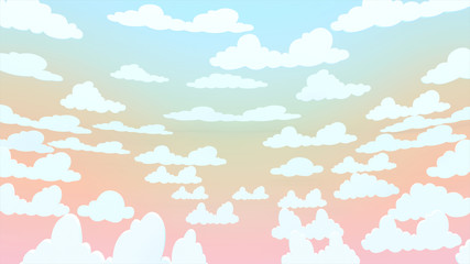 Sky clouds pastel color. Anime clean style. design paper art and handicraft. 3d render.