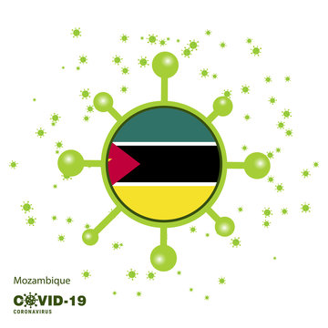 Mozambique Coronavius Flag Awareness Background. Stay Home, Stay Healthy. Take Care Of Your Own Health