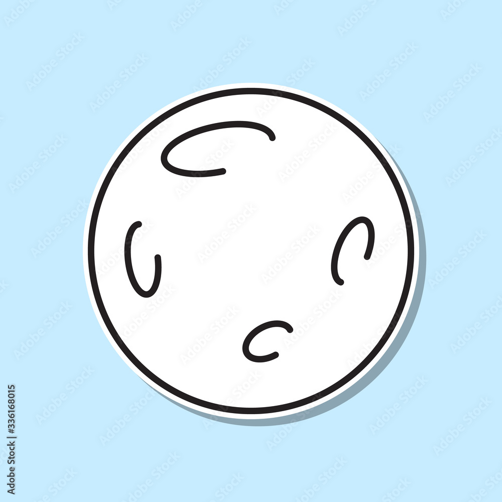 Aufkleber full moon in outer space with lunar craters sticker icon. simple thin line, outline vector of space 