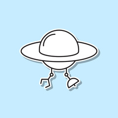 Space aliens. Ufo sticker icon. Simple thin line, outline vector of space icons for ui and ux, website or mobile application