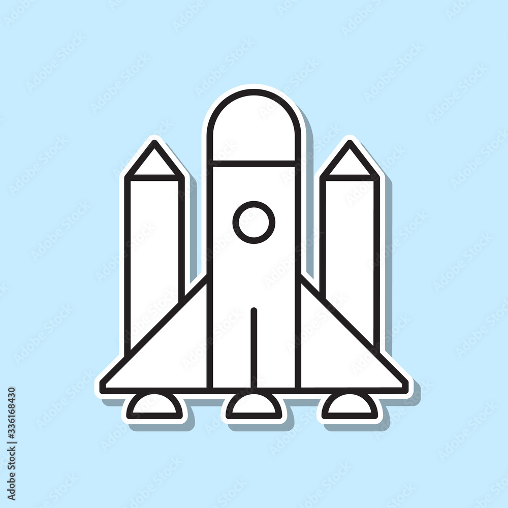 Poster rocket sticker icon. simple thin line, outline vector of space icons for ui and ux, website or mobil