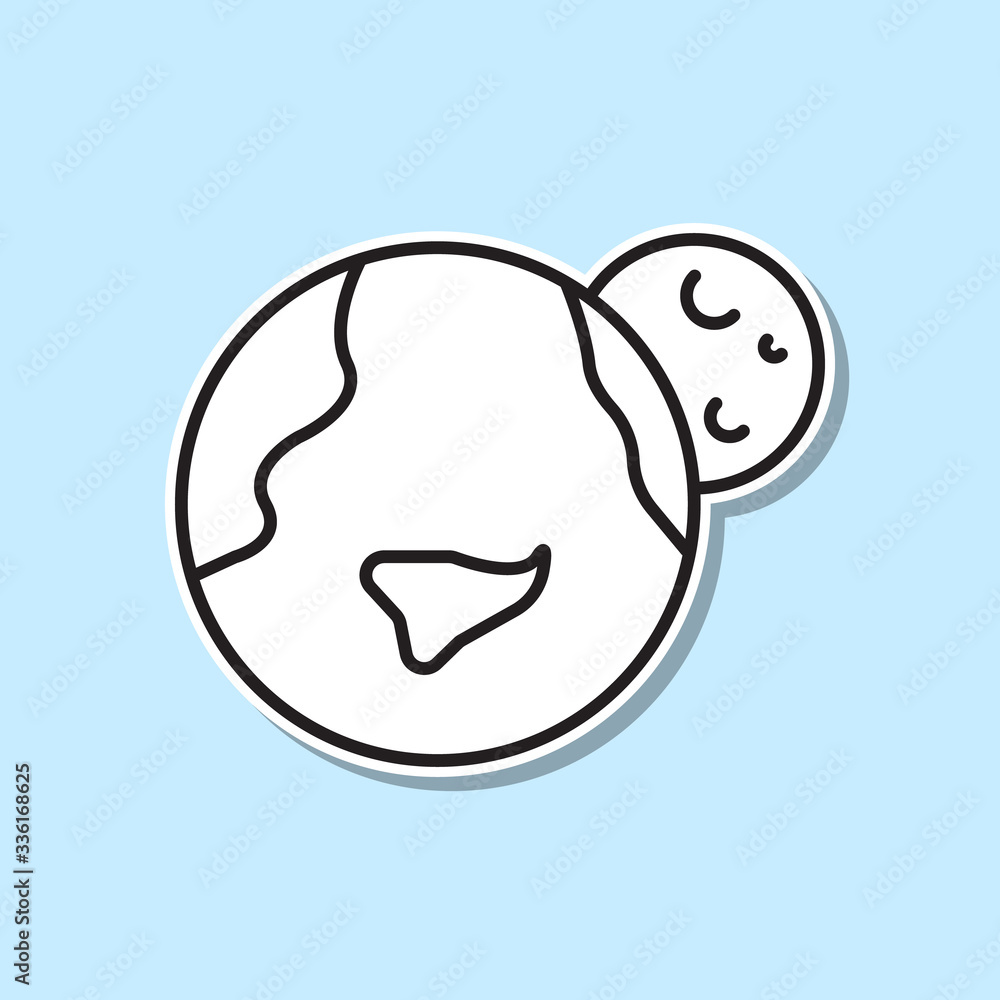 Poster earth and moon sticker icon. simple thin line, outline vector of space icons for ui and ux, website 
