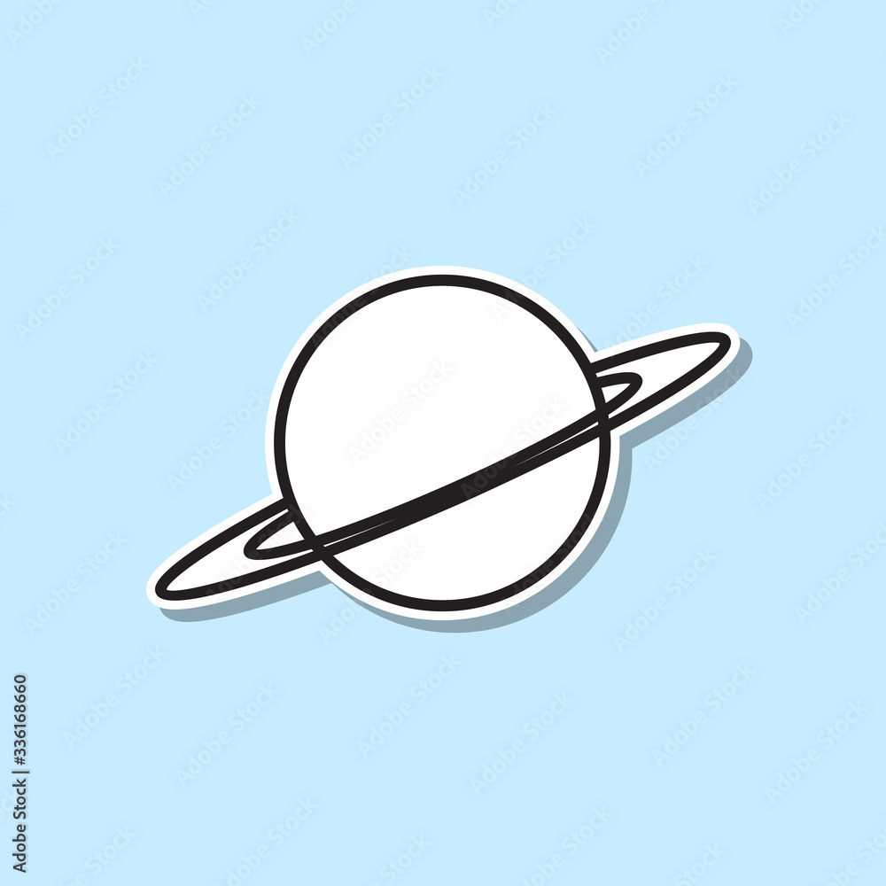Poster saturn planet sticker icon. simple thin line, outline vector of space icons for ui and ux, website o