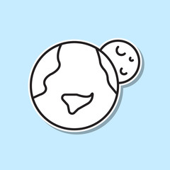 Earth and moon sticker icon. Simple thin line, outline vector of space icons for ui and ux, website or mobile application