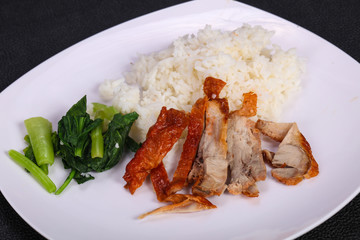 Rice with roasted duck breast