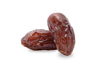 Dried date palm fruit solated on white background with clipping path. dry fruit concept.