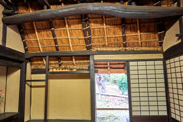 Inside of old wooden traditional Japanese farm house
