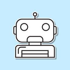 Robot head sticker icon. Simple thin line, outline vector of space icons for ui and ux, website or mobile application