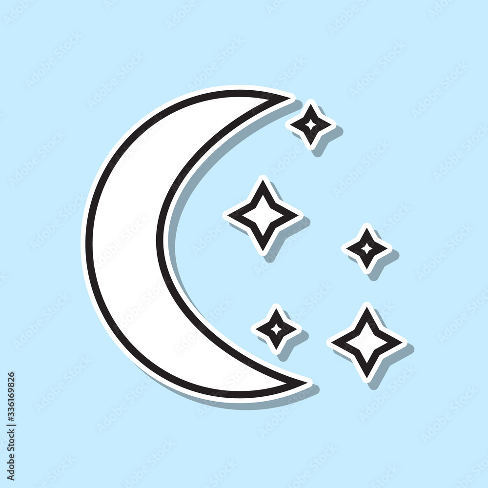 Poster moon and stars sticker icon. simple thin line, outline vector of space icons for ui and ux, website 