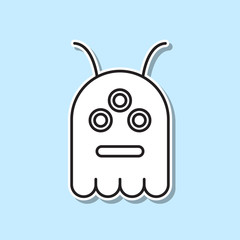 Alien cartoon sticker icon. Simple thin line, outline vector of space icons for ui and ux, website or mobile application