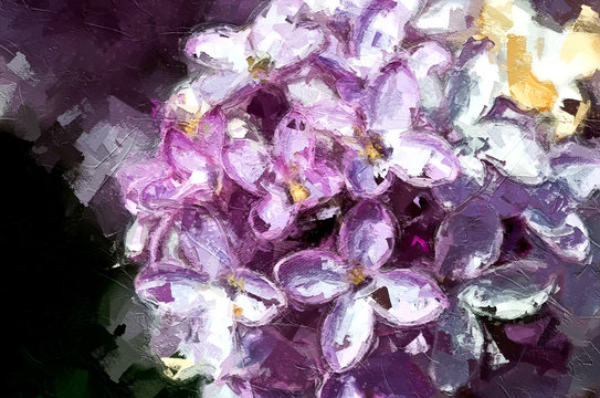 Impressionistic Style Artwork of the Delicate Lilac Blossoms Blooming in Early Spring