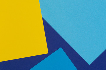 Abstract blue and yellow color paper geometry composition background