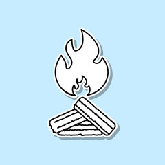 Bonfire sticker icon. Simple thin line, outline vector of Turizm icons for ui and ux, website or mobile application on blue background