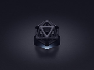 Black geometric shape on dark background, Minimal black concept background