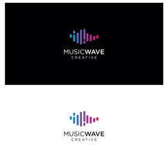Music Wave Logo Design . Sound wave logo with flat design Vector Stock . Speaker Wave Logo Design Template . 
